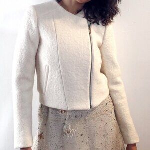 Banana Republic Cream Fleece Side Zipper Jacket - size 0